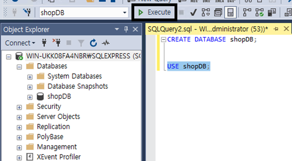 MSSQL 서버 MSSQL 데이터베이스 생성 설정