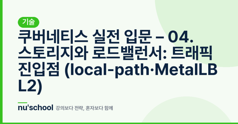 쿠버네티스 실전 입문 – 04. 스토리지와 로드밸런서: 트래픽 진입점 (local-path·MetalLB L2)